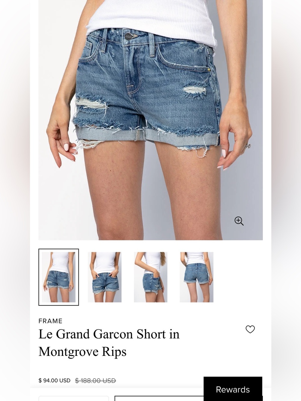 Frame Denim Light Blue Distressed Rolled-Hem Jean Shorts